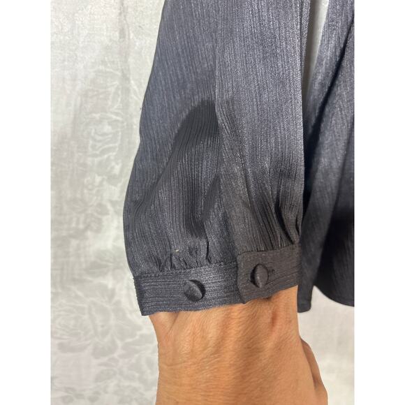 Torrid Babydoll Top 1 1X Gray Crepe Satin Belted Peplum Long Sleeve - Picture 2 of 9